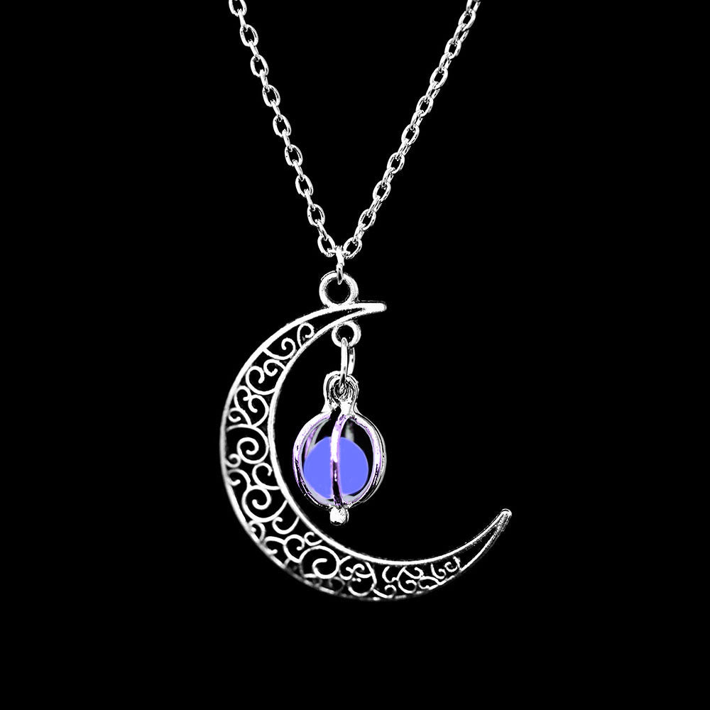 Fashion Moon Natural Glowing Stone Healing Necklace