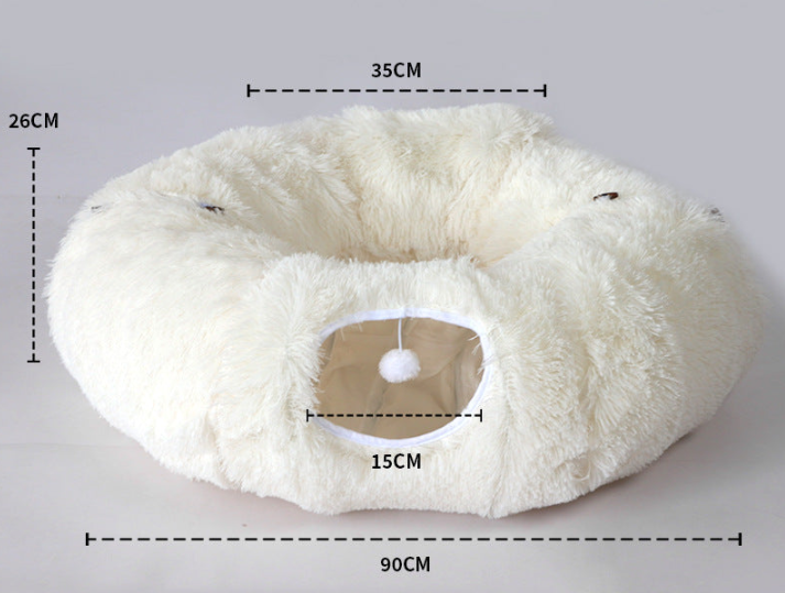 Plush Tunnel Cat Bed