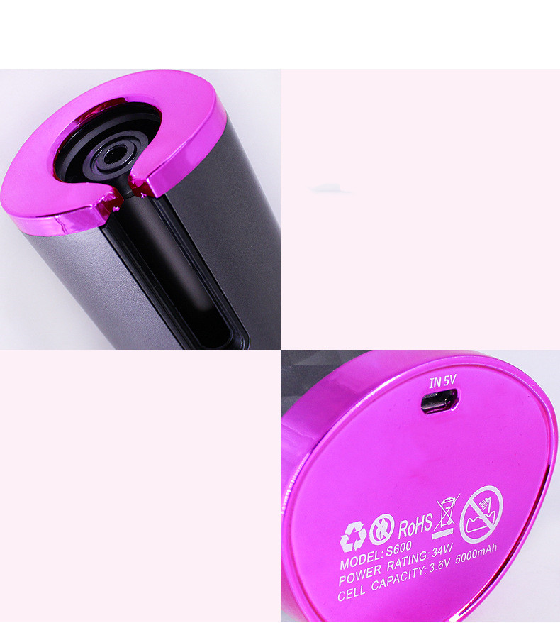 Portable Wireless Hair Curler for Waves & Curls LED Display 6 Heat Settings & Timers Travel & Home Use Cordless Automatic Curler