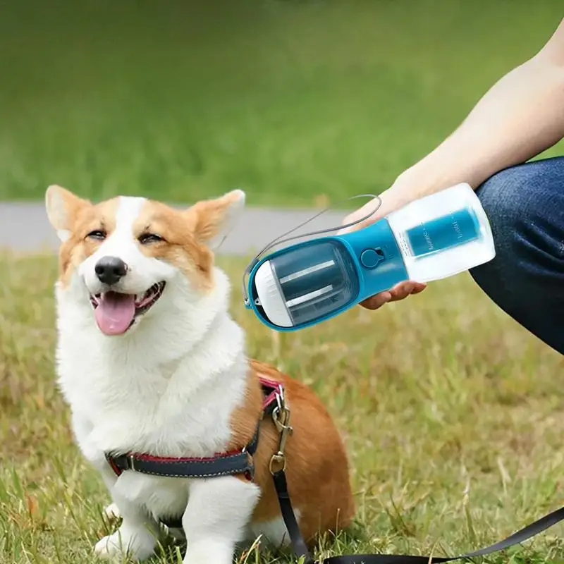 3 In 1 Travel Portable Dog Feeder Pet Water Dispenser Drinking Bottle Food Container with Poop Bag For Puppy Outdoor Walking