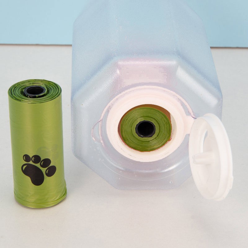 3 In 1 Travel Portable Dog Feeder Pet Water Dispenser Drinking Bottle Food Container with Poop Bag For Puppy Outdoor Walking