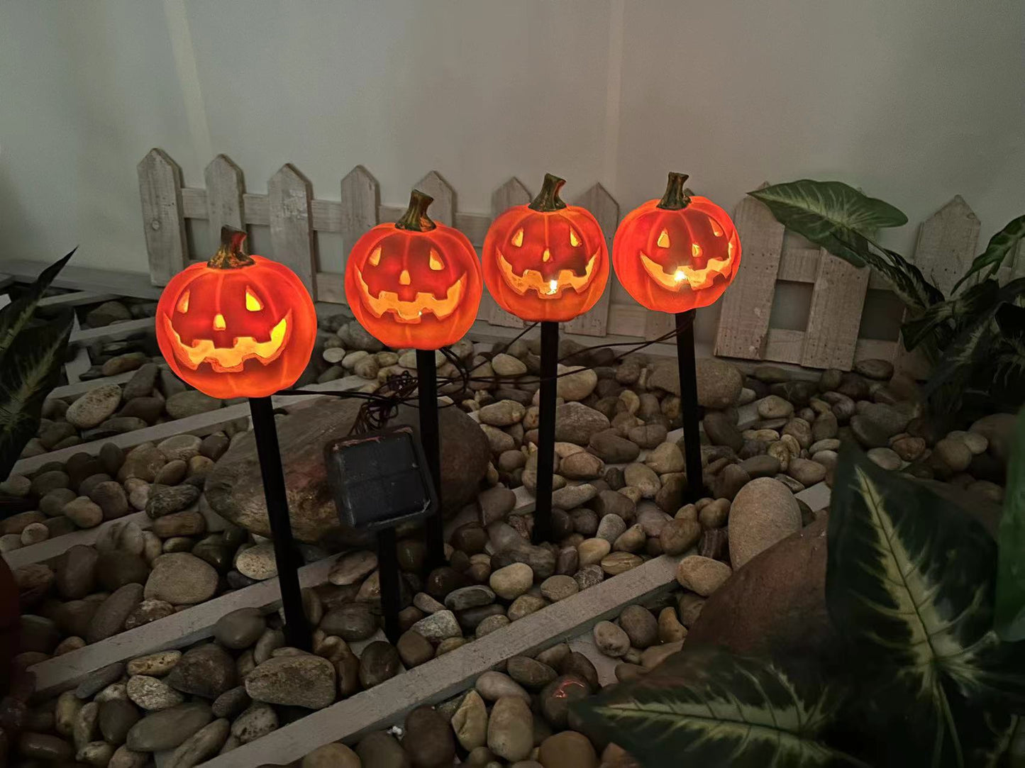 Durable Pumpkin Stake Lights Resin Lanterns