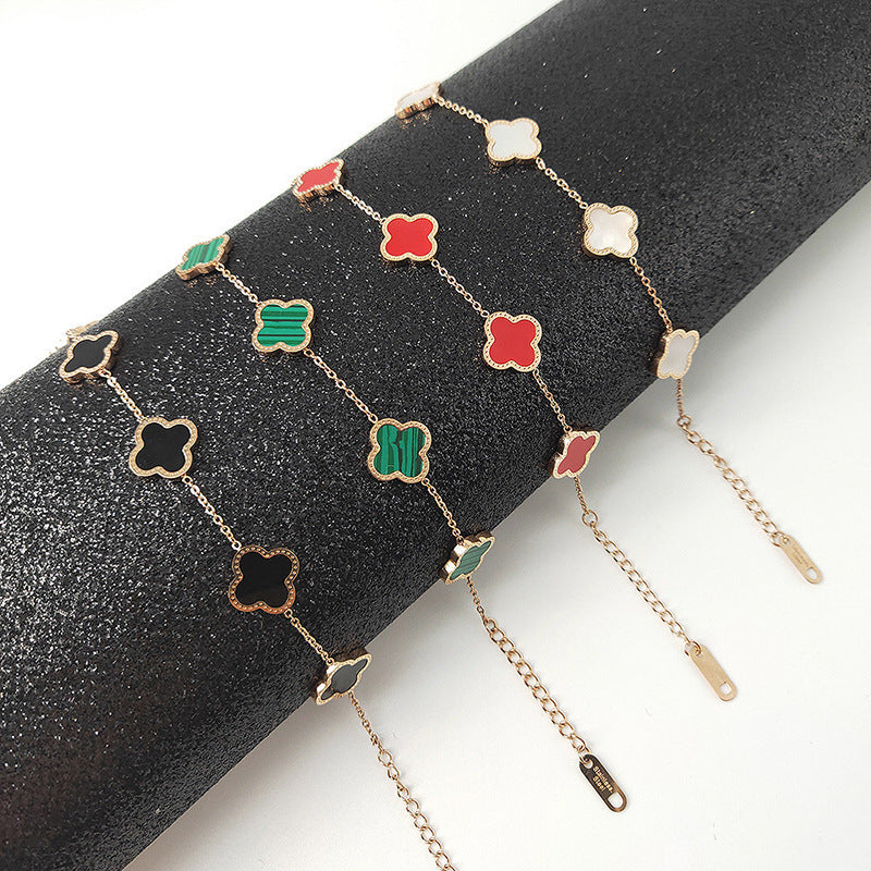 18k rose gold four-leaf clover titanium steel bracelet
