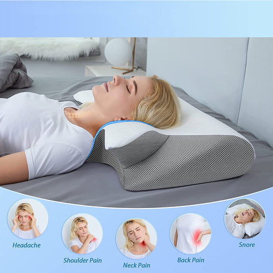 Memory Foam Cervical Pillow, 2 In 1 Ergonomic Contour Orthopedic Pillow For Neck Pain, Contoured Support Pillows, Neck Pillow