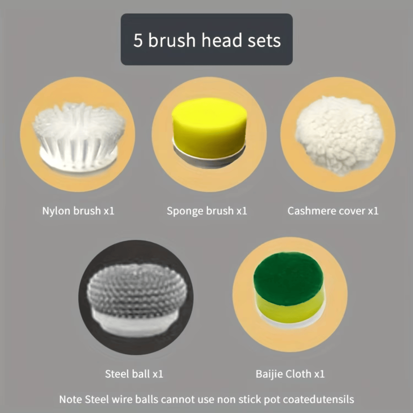 Kitchen Supplies Multifunctional Brush Electric Scrubber Rechargeable Dishwashing Brush Automatic Range Hood Stove