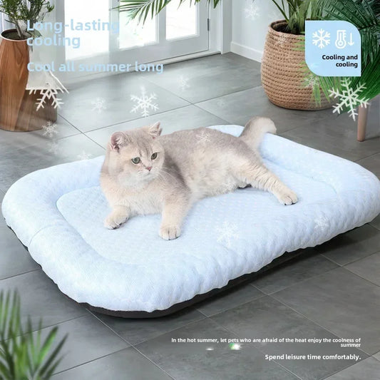 Cooling Dog Bed Mat Soft Puppy Bed Breathable Pet Sleeping Mat for Small Dogs Detachable Pet Ice Silk Pad Dog Accessories