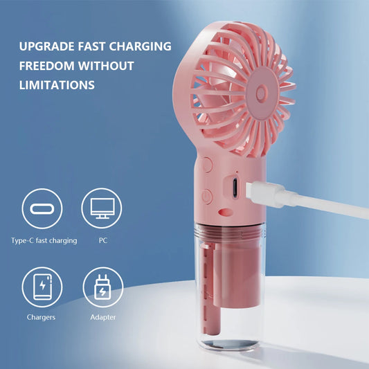 Portable Handheld Fan Mini Water Humidifier Fan Rechargeable Usb Spray Mist Fan Small Powerful Air Cooler for Home Outdoor Trip