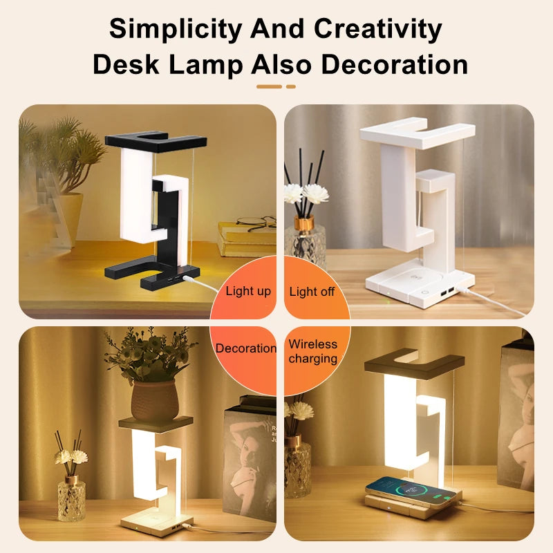 Anti-Gravity Table Light Stepless Dimming Suspended USB Romantic Night Lamps Lighting Ornaments Wireless Charger Home Decor