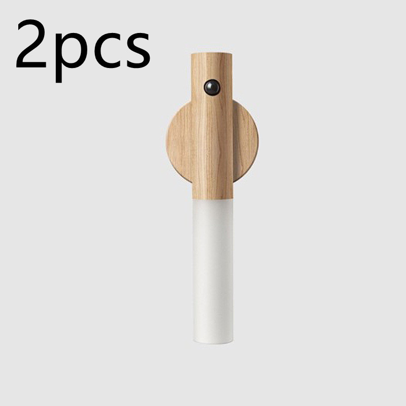 Human body induction small LED night light USB charging hallway induction light closet induction Imitation wood art light