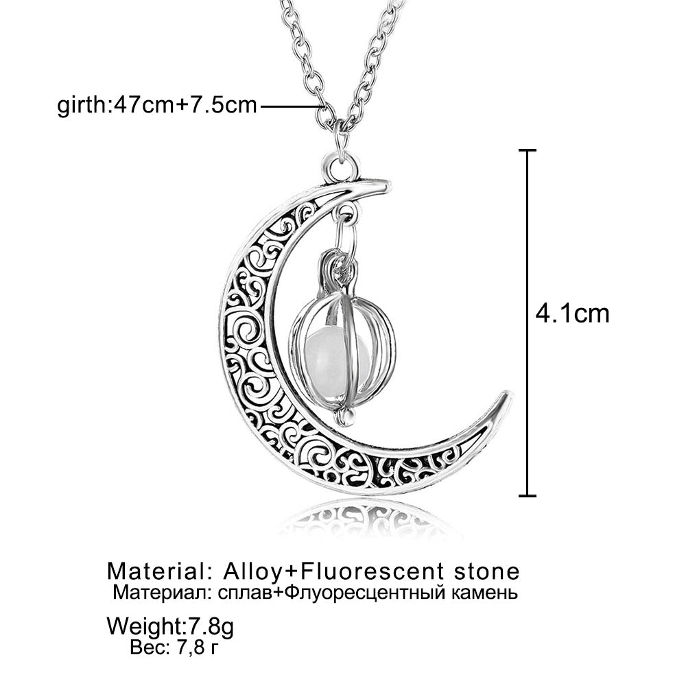 Fashion Moon Natural Glowing Stone Healing Necklace
