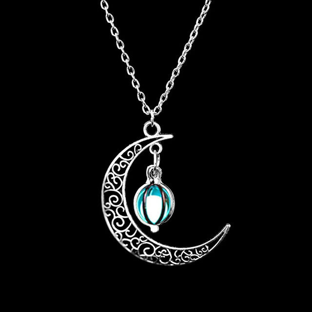 Fashion Moon Natural Glowing Stone Healing Necklace