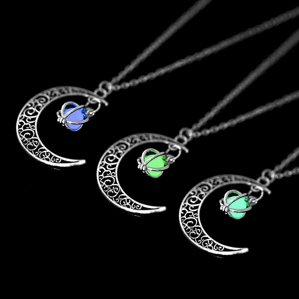 Fashion Moon Natural Glowing Stone Healing Necklace