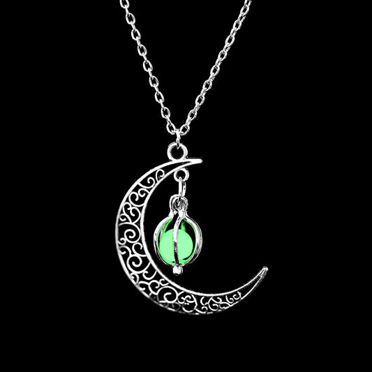 Fashion Moon Natural Glowing Stone Healing Necklace