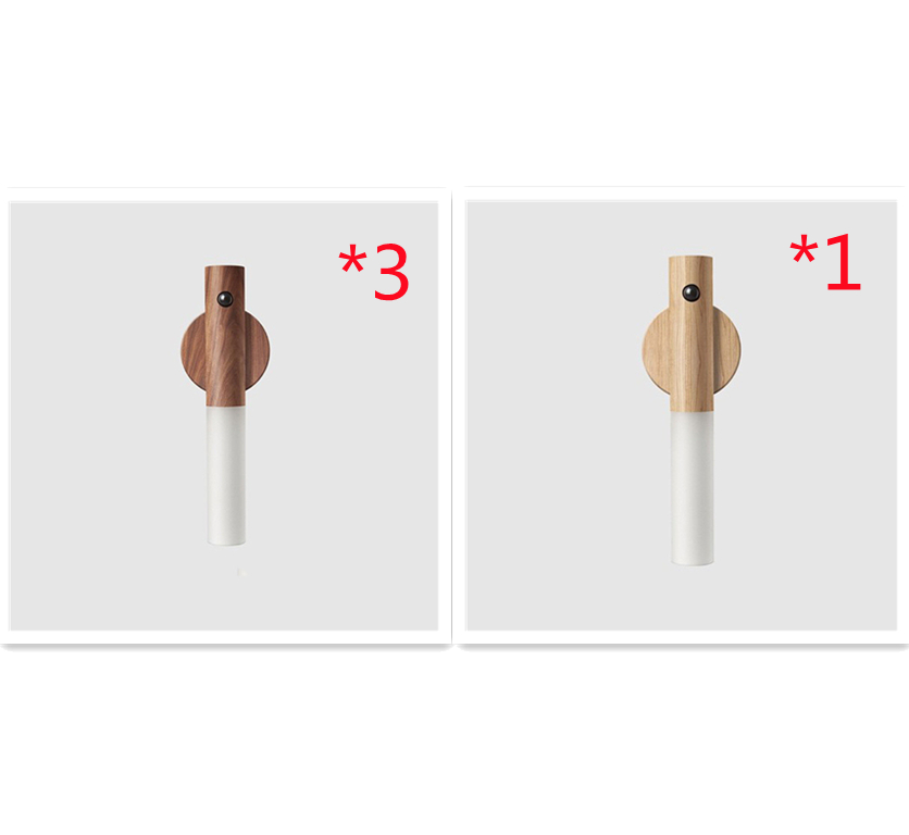 Human body induction small LED night light USB charging hallway induction light closet induction Imitation wood art light