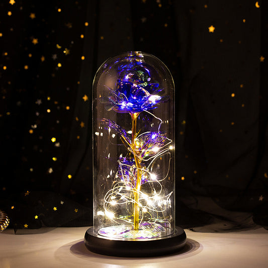 Led Light Glass Cover Rose Flower Micro Landscape - Gift for Women, Mom, Wife, Girlfriend - Valentine's Day, Birthday, Anniversary, Christmas, Mother's Day