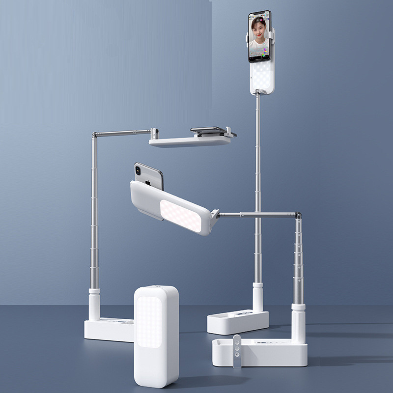 FoldablePortable Holder For Phone With Wireless Dimmable Selfie Fill Light Lamp For Live Video Fill light Retractable Phone Stand