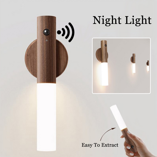 Human body induction small LED night light USB charging hallway induction light closet induction Imitation wood art light
