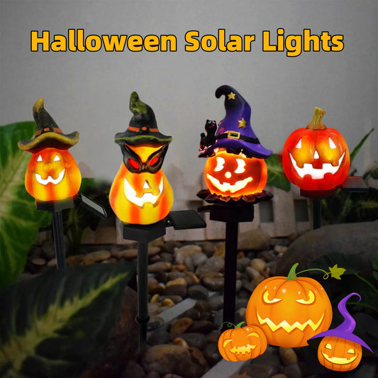 Durable Pumpkin Stake Lights Resin Lanterns
