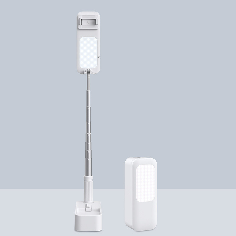 FoldablePortable Holder For Phone With Wireless Dimmable Selfie Fill Light Lamp For Live Video Fill light Retractable Phone Stand