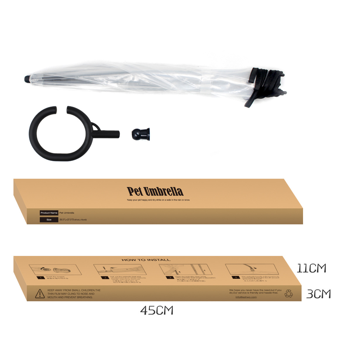 Transparent Pet Umbrella Dog C-shaped Umbrella