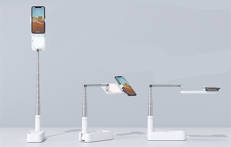 FoldablePortable Holder For Phone With Wireless Dimmable Selfie Fill Light Lamp For Live Video Fill light Retractable Phone Stand