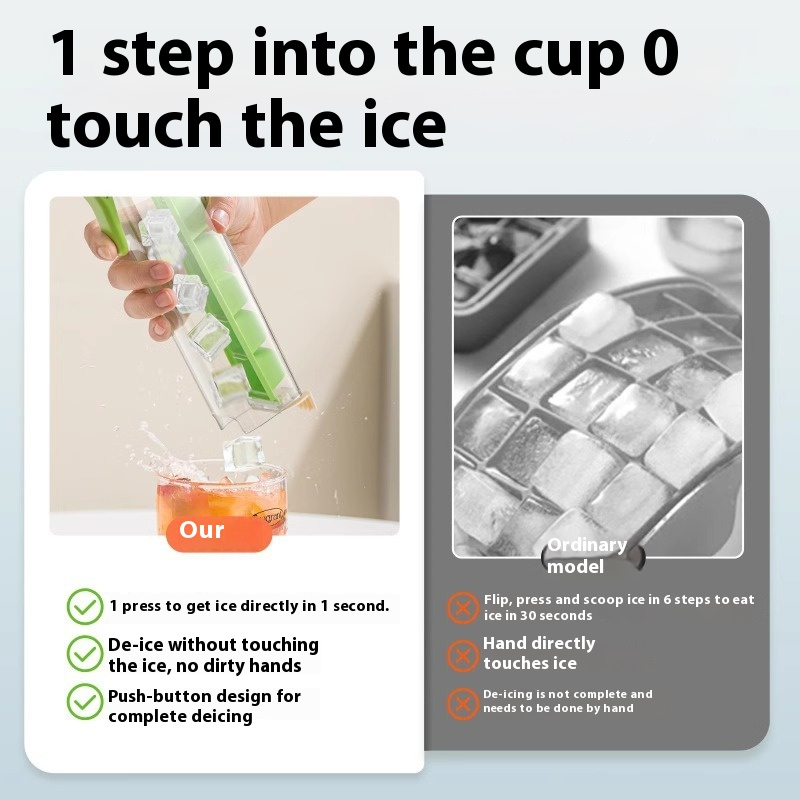 Ice Cube Mold Household Ice Maker Food Grade Press Ice Tray Ice Cube Maker Ice Tray Mold With Storage Box Kitchen Gadget