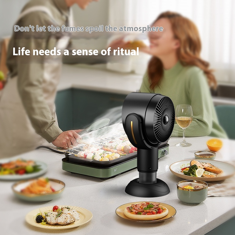 Portable Desktop Exhaust Fan Hood Domestic Hot Pot Smoking Machine Table Adjustable USB Rechargeable Home Kitchen BBQ Ventilator