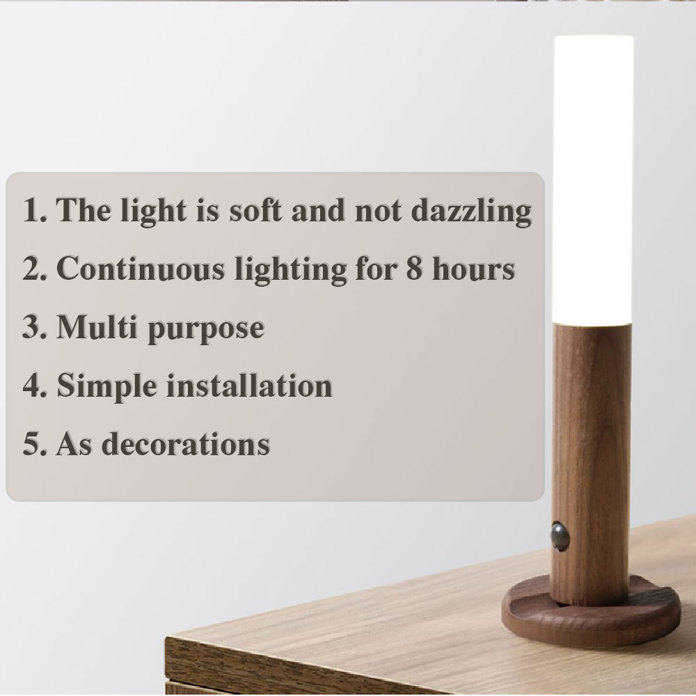 Human body induction small LED night light USB charging hallway induction light closet induction Imitation wood art light