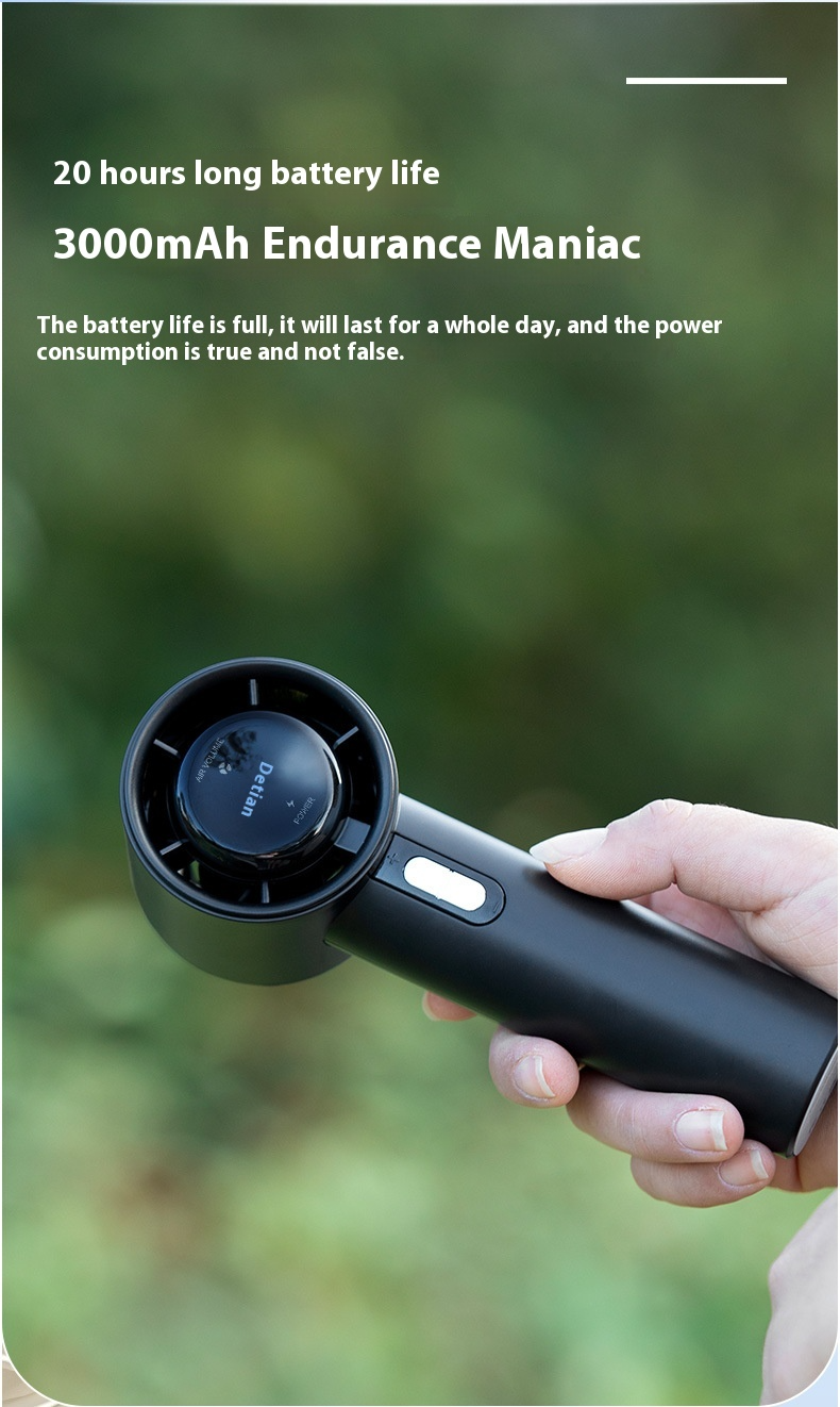 New 100-speed stepless high-speed handheld fan outdoor portable mini long-lasting high wind USB turbo fan