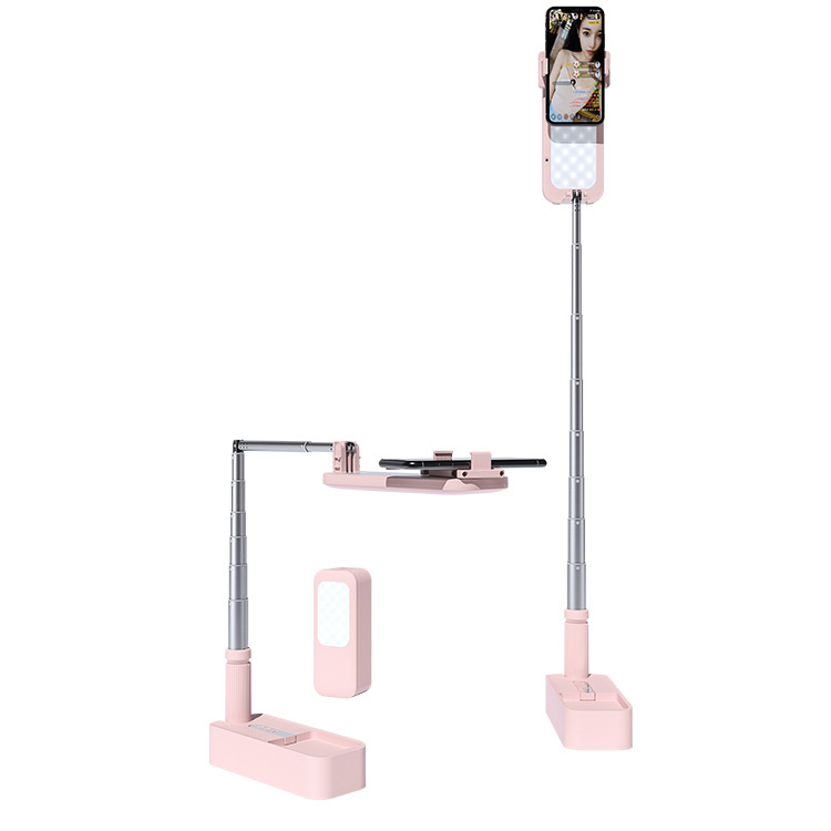 FoldablePortable Holder For Phone With Wireless Dimmable Selfie Fill Light Lamp For Live Video Fill light Retractable Phone Stand