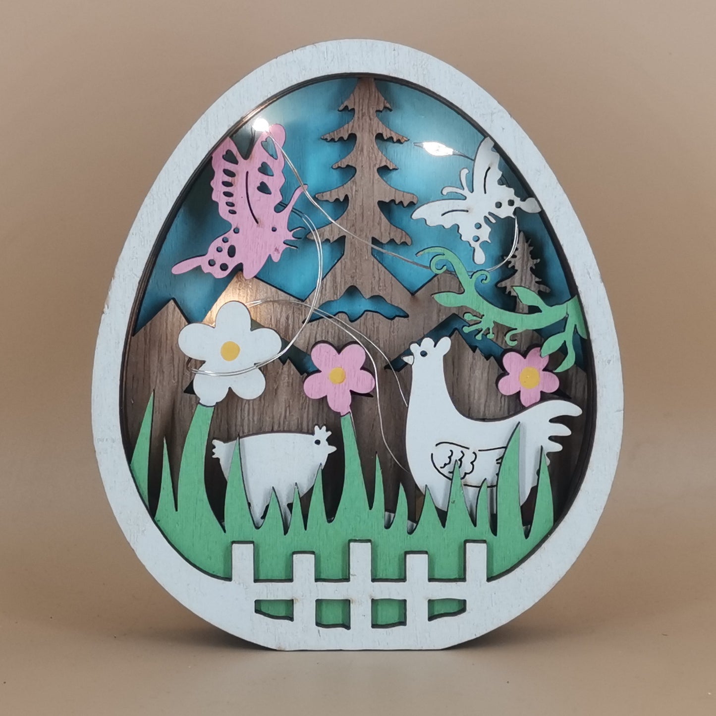 Easter Decoration for Home Wooden Easter Bunny LED Light Craft
