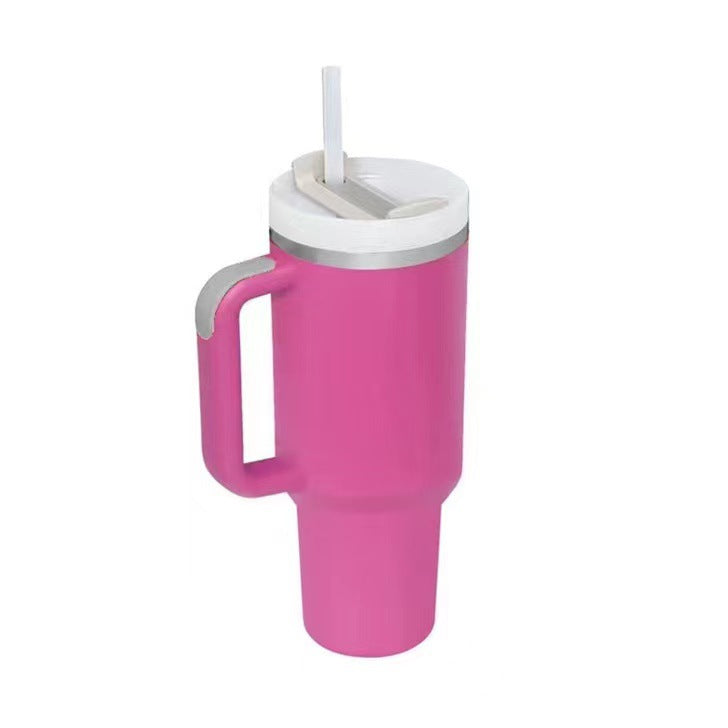 40 oz Tumbler With Handle Lid and Straw Insulated Stainless Steel Dupe Travel Mug Iced Coffee Cup for Hot and Cold Water 40oz