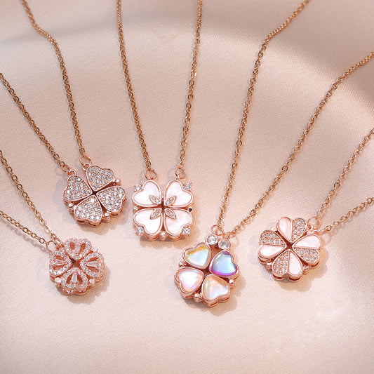 Necklace for women, love four-leaf flower, niche design, clover fashion necklace