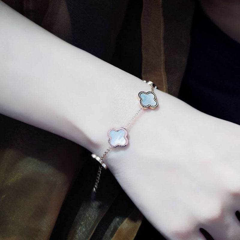 18k rose gold four-leaf clover titanium steel bracelet