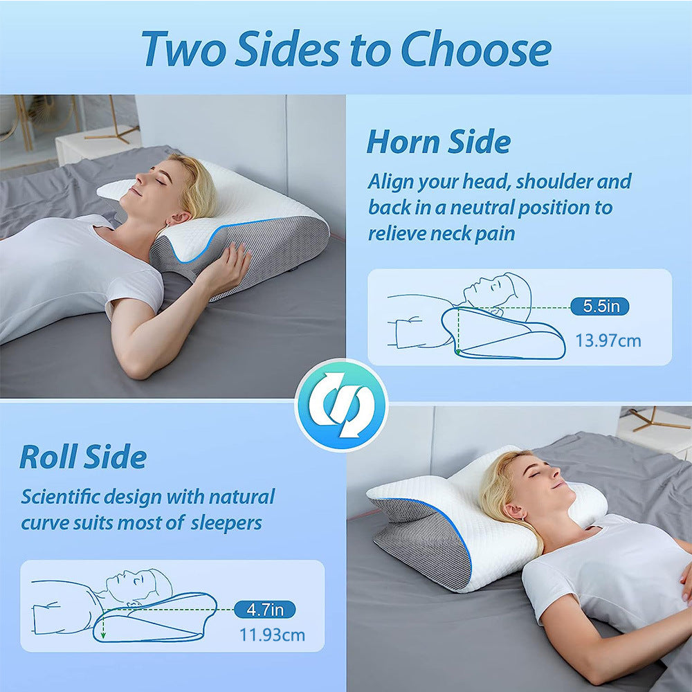 Memory Foam Cervical Pillow, 2 In 1 Ergonomic Contour Orthopedic Pillow For Neck Pain, Contoured Support Pillows, Neck Pillow