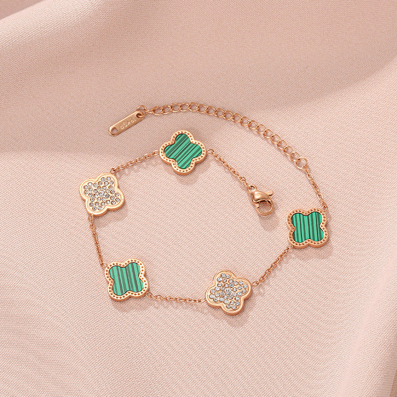 18k rose gold four-leaf clover titanium steel bracelet