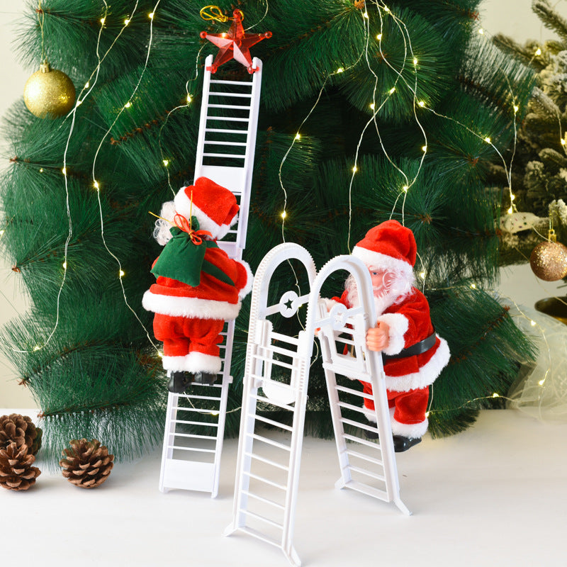 Electric Climbing Santa Christmas Ornament On Rope Ladder Christmas Tree Indoor