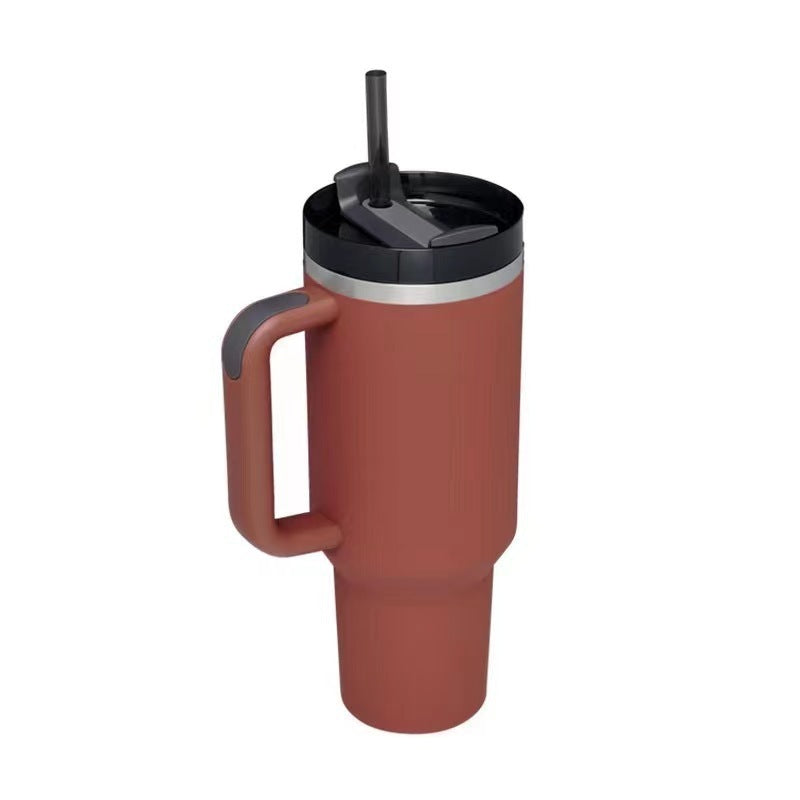 40 oz Tumbler With Handle Lid and Straw Insulated Stainless Steel Dupe Travel Mug Iced Coffee Cup for Hot and Cold Water 40oz