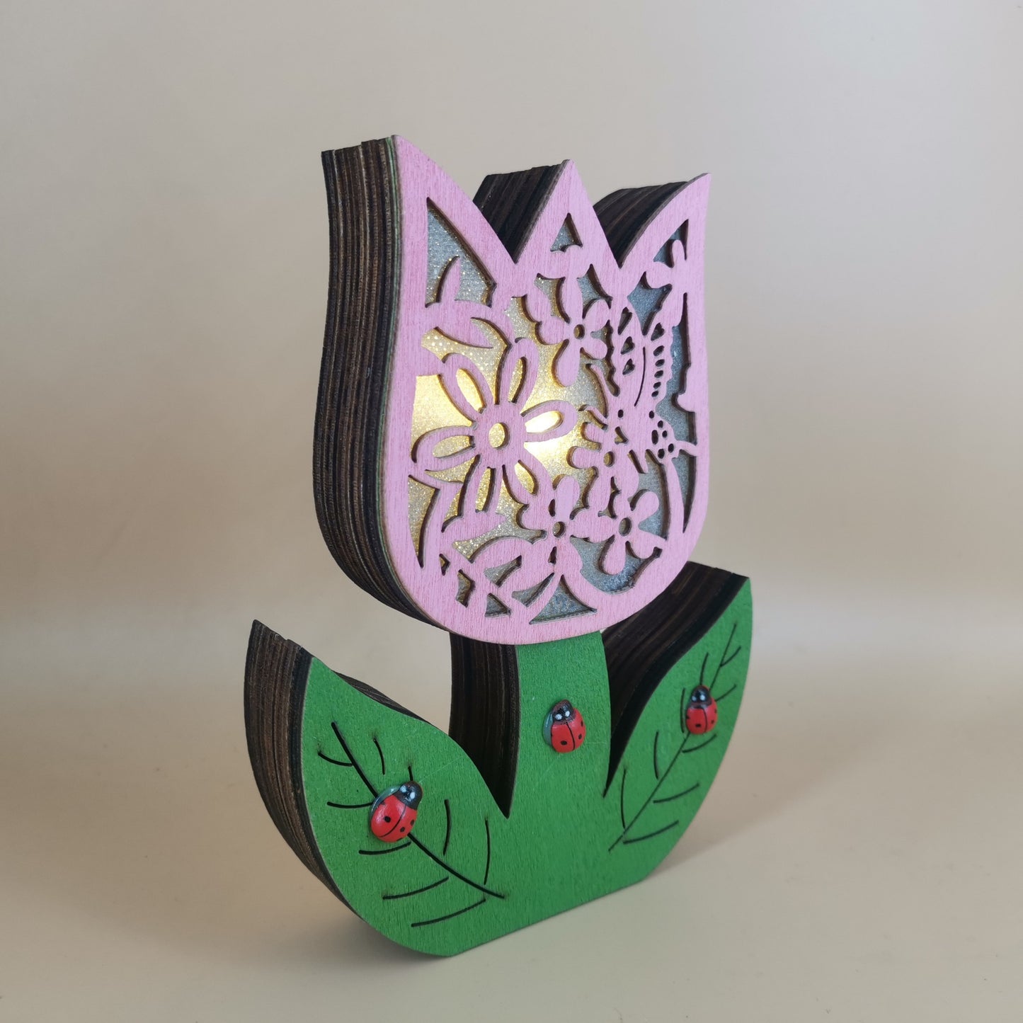 Easter Decoration for Home Wooden Easter Bunny LED Light Craft