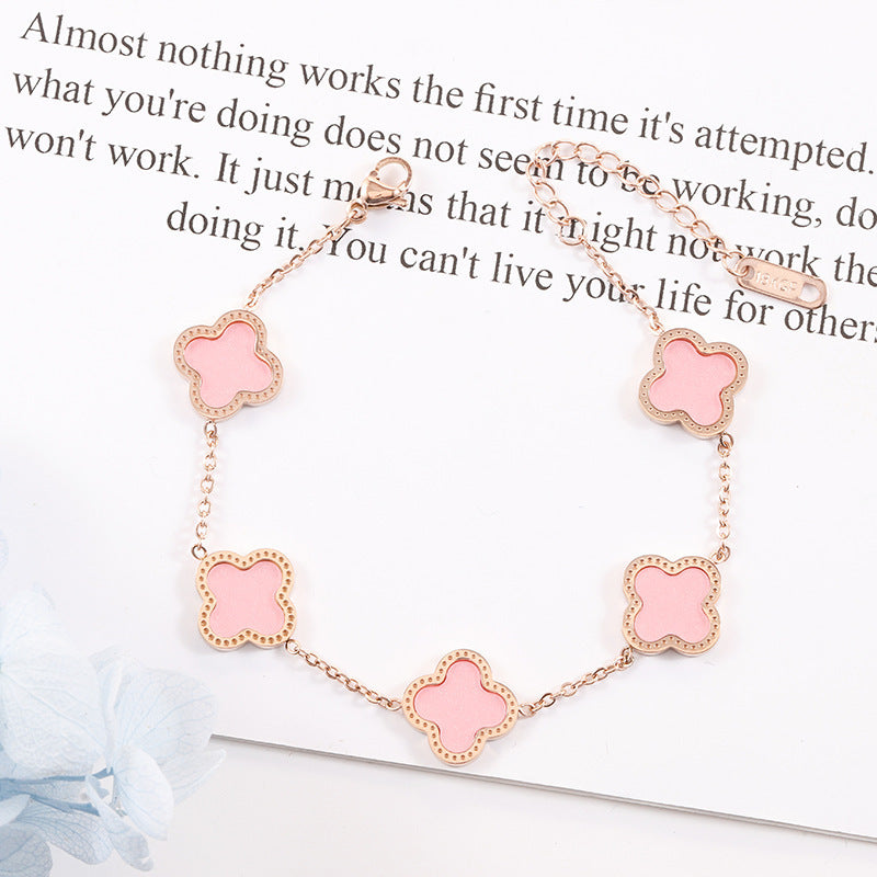 18k rose gold four-leaf clover titanium steel bracelet