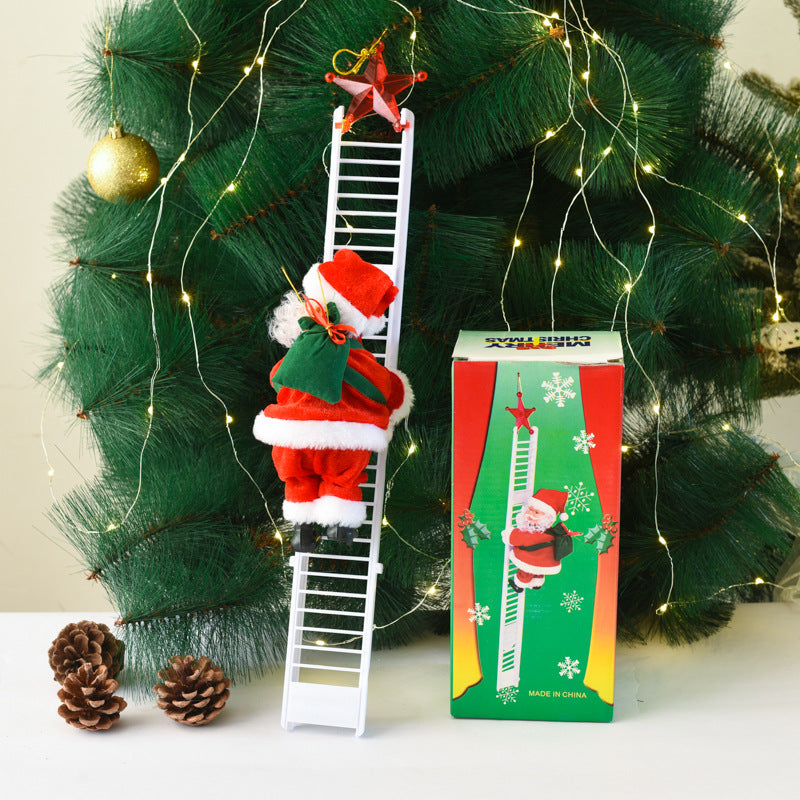 Electric Climbing Santa Christmas Ornament On Rope Ladder Christmas Tree Indoor