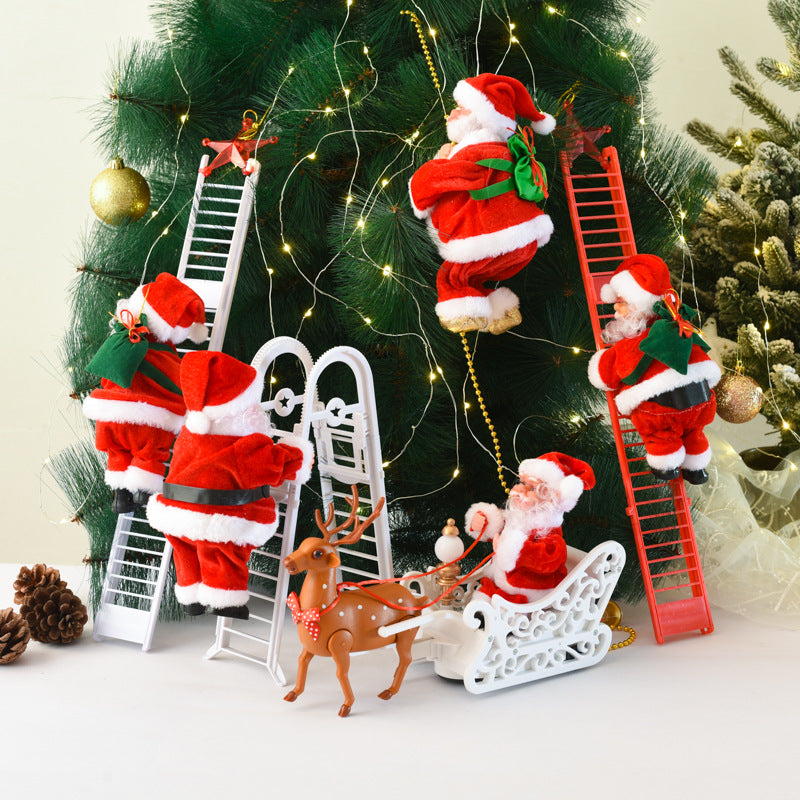 Electric Climbing Santa Christmas Ornament On Rope Ladder Christmas Tree Indoor