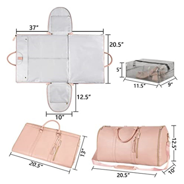 Fashion Large PU Folding Suit Storage Bag Women High Capacity Luggage Handbag Travel Sport Outdoor Multi Function Organizer