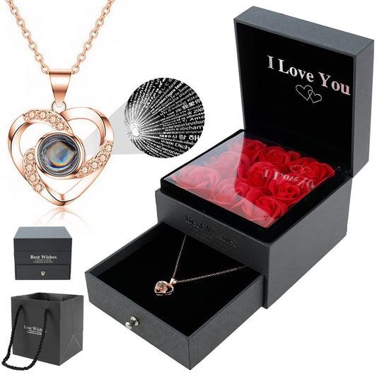 Romantic 100 Words I Love You Projection Pendant Necklace Romantic Love Memory Wedding Necklace