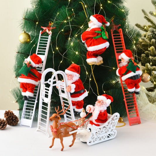 Electric Climbing Santa Christmas Ornament On Rope Ladder Christmas Tree Indoor