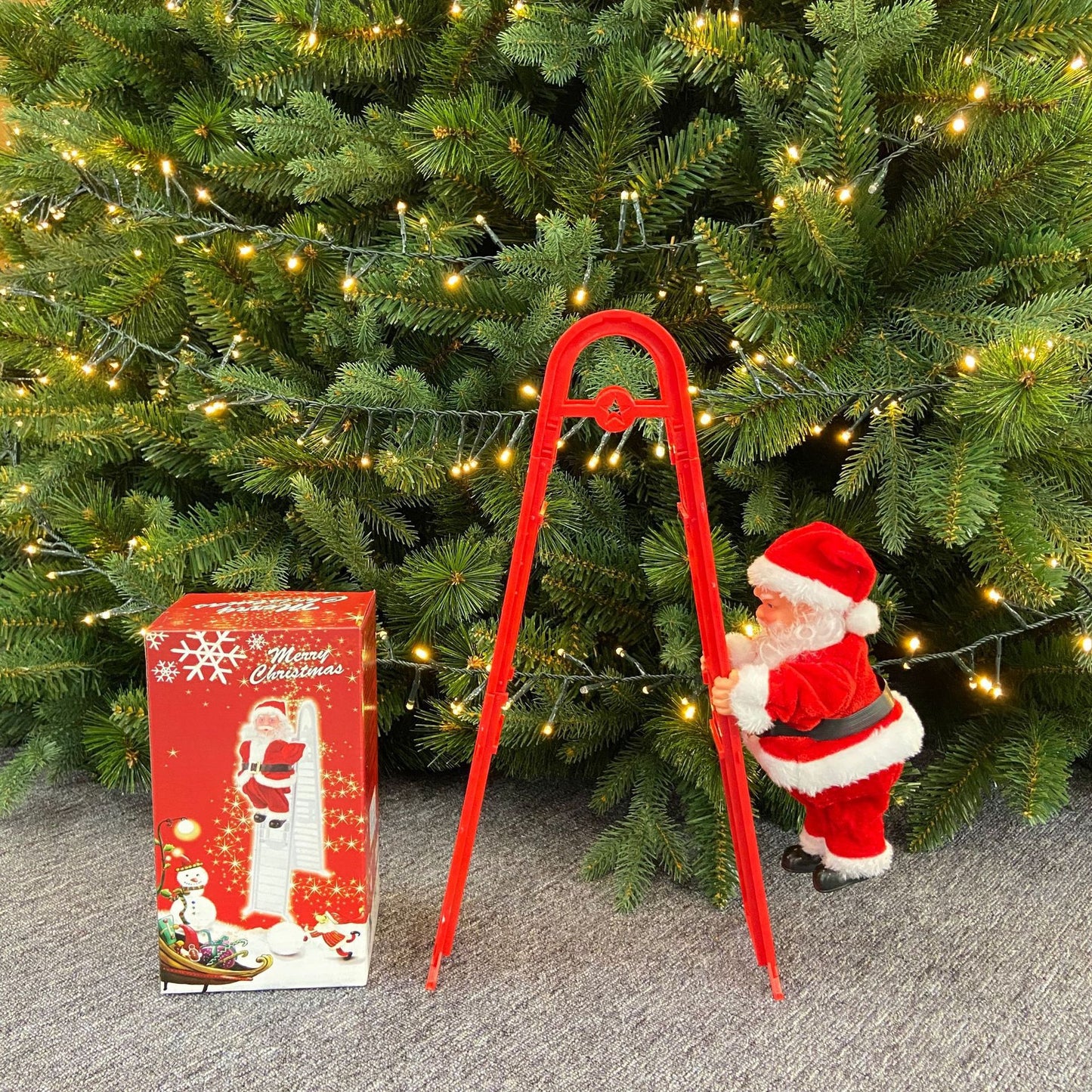 Electric Climbing Santa Christmas Ornament On Rope Ladder Christmas Tree Indoor