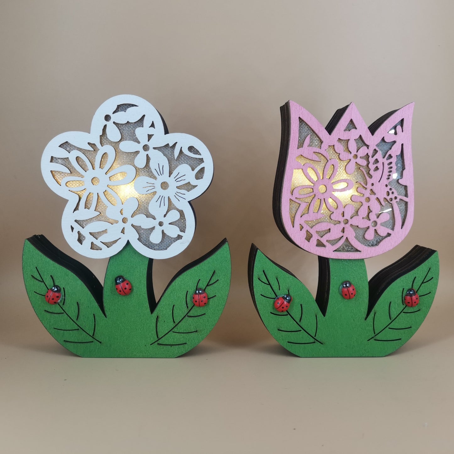 Easter Decoration for Home Wooden Easter Bunny LED Light Craft