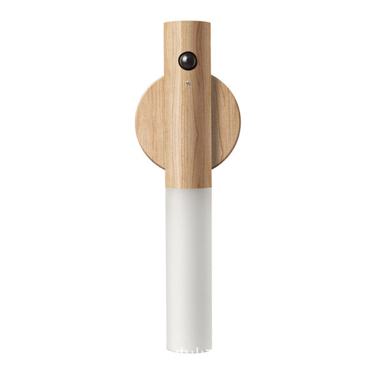 Human body induction small LED night light USB charging hallway induction light closet induction Imitation wood art light