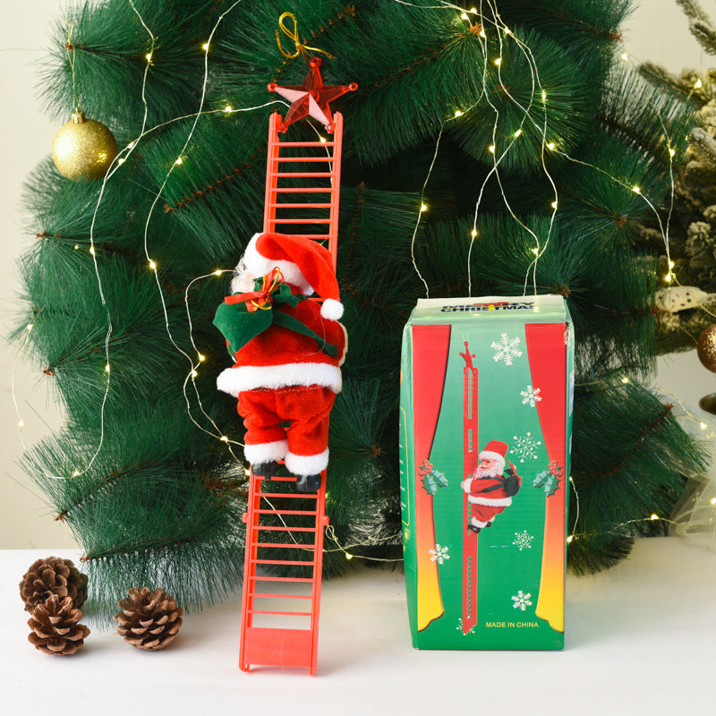 Electric Climbing Santa Christmas Ornament On Rope Ladder Christmas Tree Indoor
