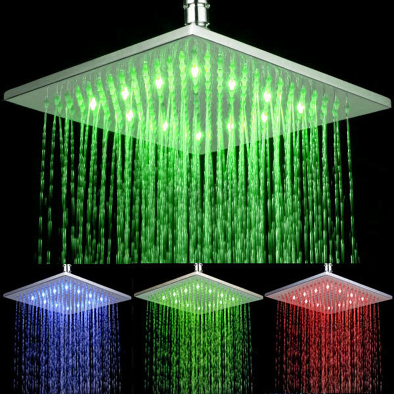 Shower head square shower with temperature control three-color/color gradient shower